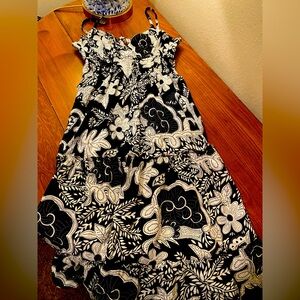 Women’s Speed Control Y2K Tiered Spaghetti Strap Black/white Floral Sundress XL